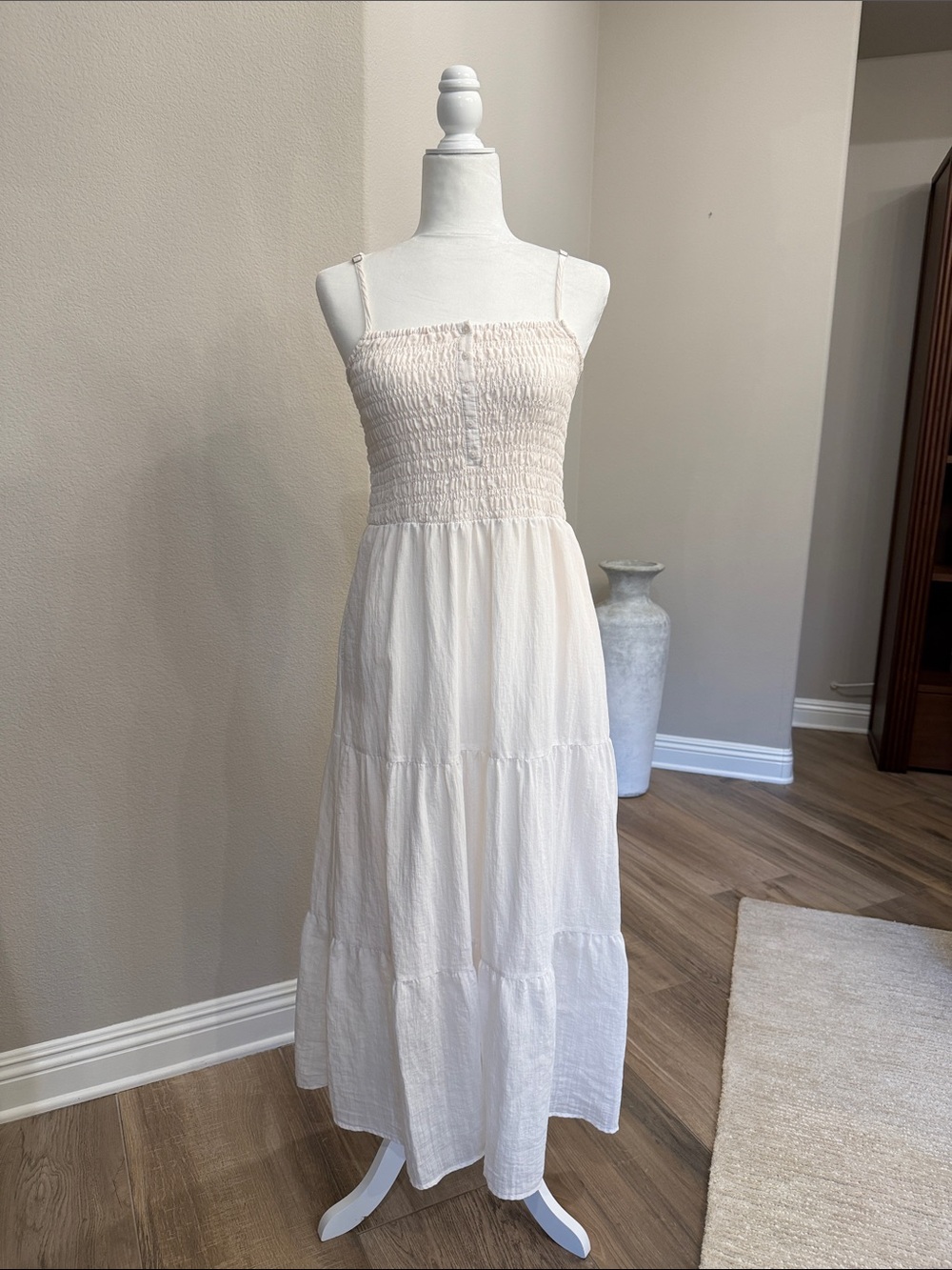 Universal Thread Cream Smocked Maxi Dress with Spaghetti Straps